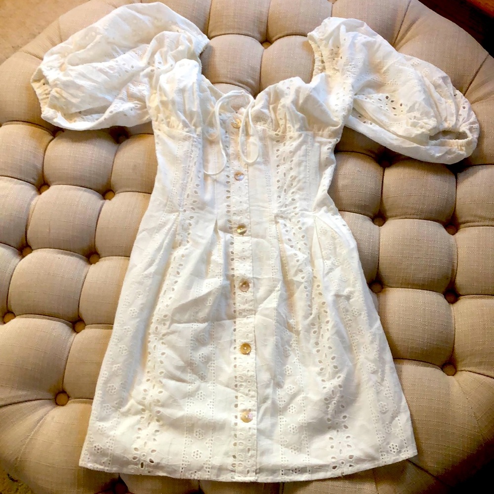 White lace mini dress
